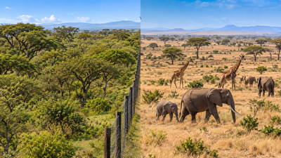 Scientists kept large herbivores out of a Kenyan savanna for 18 years; after elephants and giraffes returned, tree cover fell to earlier levels |