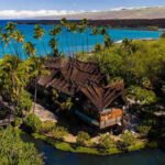 In 1994, 280 craftsmen built a Balinese estate from Indonesian ironwood and teak; dismantled and shipped to Hawaii, it was rebuilt with more than 1 million shingles and is now asking .5 million