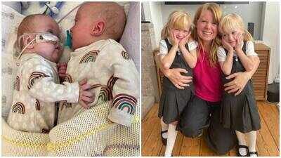 Mother of twin girls given less than 10% chance of survival after TTTS at 16 weeks; after surgery, premature birth and 300 days in hospital, twins now prepare for first day of school