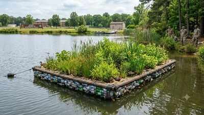 US Army built an 11-by-8-foot floating island from recycled plastic bottles; native plants now help clean water and shelter wildlife | World News