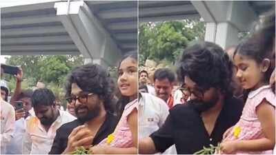 When Allu Arjun celebrated Ganesh Visarjan with daughter Allu Arha; carried her in his arms; chanted Ganpati Bappa Morya | Telugu Movie News