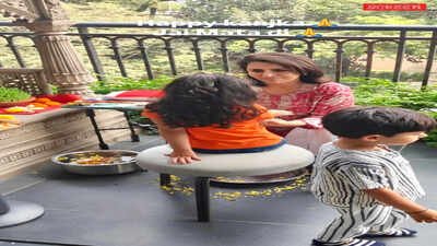 Neetu Kapoor washes granddaughter Raha Kapoor’s feet on ashtami, Varun Dhawan celebrates navratri with daughter Lara – PICS inside |