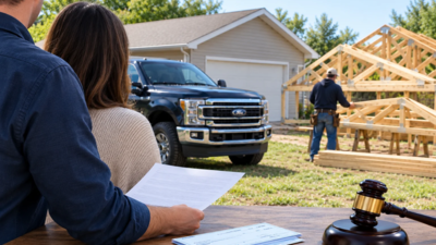 An Indiana couple paid a contractor with cheques and a Ford F-350 truck for home repairs, but he made roof trusses in his backyard; on October 26 a court made him personally liable for an ,020 judgment