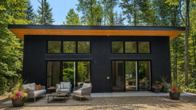 A two-bedroom home in Quebec was built with panels using plastic equivalent to about 200,000 discarded bottles; builders assembled its 1,078 sq ft structural shell in just three days using prefabricated parts