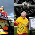 99-year-old Helga Duffy strapped herself to a plane’s wing and flew through the skies to break the record for the oldest female wing-walker, while raising £1,300 for an air ambulance | World News