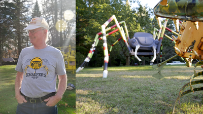 A Pennsylvania man started welding old car parts into sculptures in 1988; his Erie front yard now has a two-headed dinosaur and rocket ship | World News