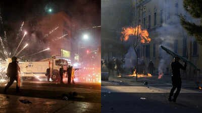 Buildings ablaze, petrol bombs hurled at parliament: 10 visuals show chaos of Albania protests