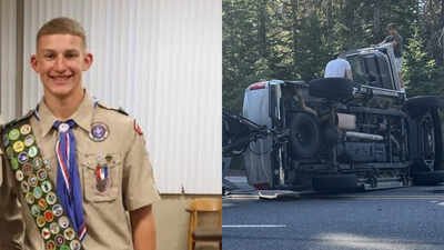 At 14, Oregon teenager Elijah Buckwald climbed onto an overturned pickup to help free an elderly couple trapped inside; two years later, at 16, he received Scouting America’s Honor Medal for lifesaving heroism