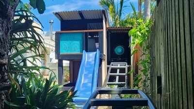 An Auckland father built his children a backyard roller coaster from scratch during lockdown; after testing it with 90kg of concrete, he is now selling the entire setup for NZ$4,500