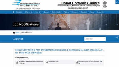 BEL Probationary Engineer Recruitment 2026: Notification out for 350 posts, applications open October 28; apply here