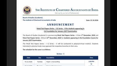 Ca Foundation Mock Test Schedule January 2027: CA Foundation January 2027 mock test schedule released; check Series 1 and 2 dates, timings and registration steps