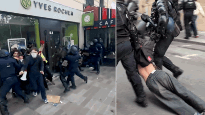 Protesters dragged, knocked down: French police charges right into crowd; watch