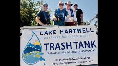 Regional drought pushed Lake Hartwell low enough to expose trash usually hidden underwater; 148 volunteers across 14 sites in five counties removed about 8,300 pounds, including a record 36 tires
