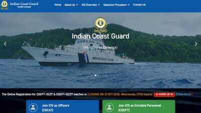 Indian Coast Guard recruitment 2026: Registration window closes on October 21 for 365 posts; check direct link to apply
