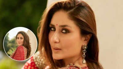Kareena Kapoor Khan sets the internet buzzing in a red Bandhani suit and statement earrings; poses to Diljit Dosanjh’s ‘What Ve’ |