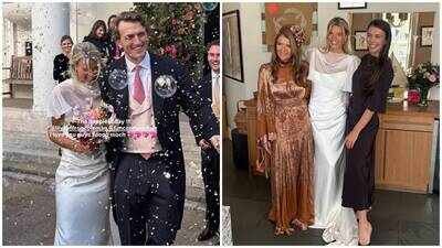 Annabel Croft’s daughter Lily Coleman marries Felix McCorquodale, an insurance executive and relative of Princess Diana, in London; bride stuns in two wedding dresses