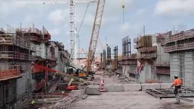Michigan’s .219 billion Soo Locks project has reached 50% of its final phase, on track for completion by 2030; crews will use 400,000 cubic yards of concrete, enough for a sidewalk from Sault Ste. Marie to Orlando