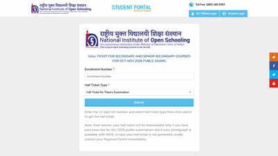 NIOS Hall Ticket 2026 out for Class 10 and 12, download October theory admit card at sdmis.nios.ac.in