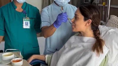 Nushrratt Bharuccha shares FIRST video from hospital as she recovers from spine injury; medical staff feed her meal while ‘Gerua’ plays on TV: ‘Dreaming endlessly’ | Hindi Movie News