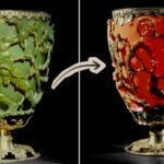 A 1,600-year-old Roman cup turns green or ruby red depending on how light hits it; after years of experiments, Sheffield researchers have recreated the glass effect using tiny gold and silver particles