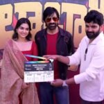 ‘Thulabharam’ pooja ceremony: Ravi Teja, Anaswara Rajan attend first clap event for Vivek Athreya directorial in Hyderabad |