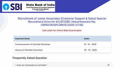 SBI Clerk Mains Admit Card 2026 released for 1,538 backlog posts, exam on October 29