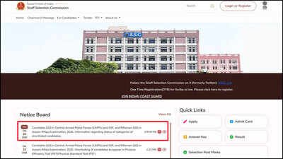 SSC GD Constable revised result 2026 released, check category-wise merit list and PET/PST shortlist
