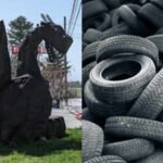 A Pennsylvania tire-shop worker turned discarded rubber into a prize-winning parade lion, then built an eight-foot, 700-pound fire-breathing dragon that won first prize and became a roadside attraction
