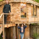 A 12-year-old Surrey girl handed her father £500 of savings and asked for a mushroom-shaped house; he built a two-storey backyard hideaway with a glass floor and trapdoor that went on to win Shed of the Year in 2017
