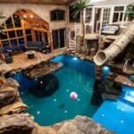 An Indiana man sketched a backyard pool on a napkin after a 1.5-year installation wait; two years later it became a 60,000-gallon private water park now renting for 0 an hour