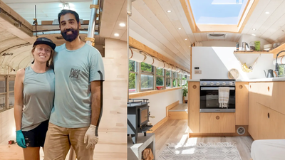 This Canadian couple bought a retired school bus for $7,200; after a year and $30,000 in renovations, it became a full-sized home with a king bedroom, kitchen, bathroom and solar power | World News