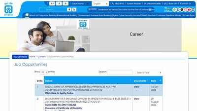 UCO Bank apprentice recruitment 2026: Last date today for 530 vacancies; apply here